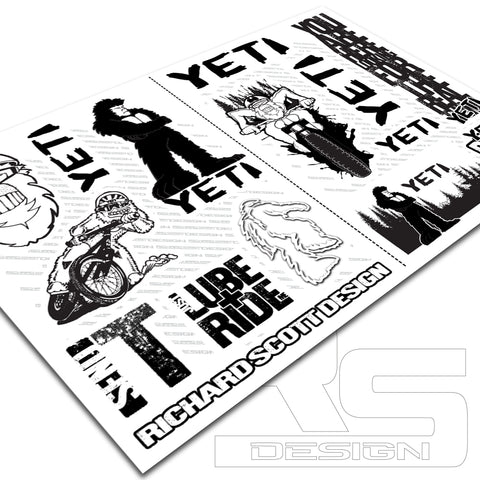 A4 STICKER SHEET YETI